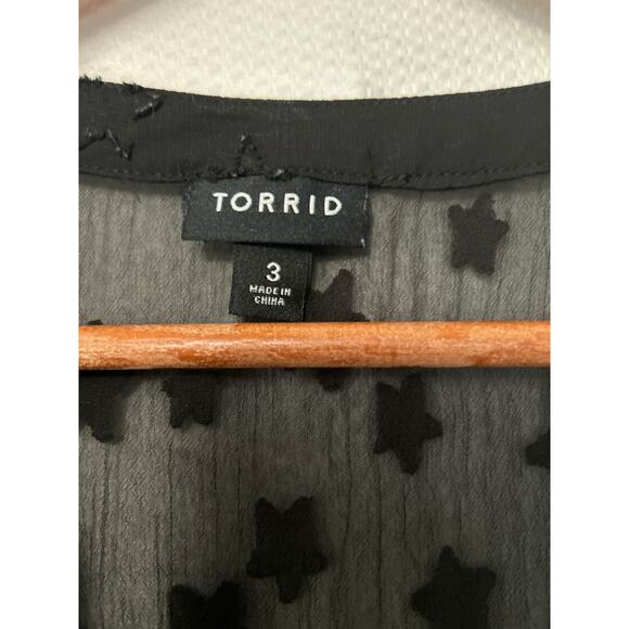 Torrid Women’s Black Sleeveless Button Front Blouse Sheer Star Pattern Size 3X - Picture 6 of 12